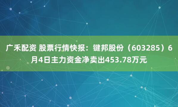广禾配资 股票行情快报：键邦股份（603285）6月4日主力资金净卖出453.78万元